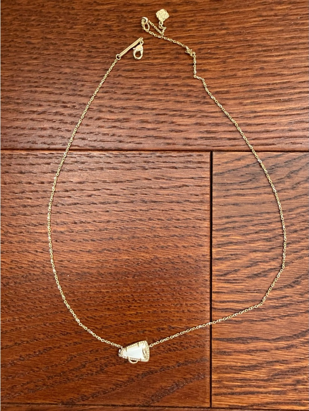 Gold Tone White Megaphone Pendant Necklace - Women Jewelry